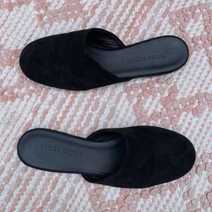 Black Jenni Kayne Olympia Suede Mules Rounded Toe Flats EU 35.5/US 5.5